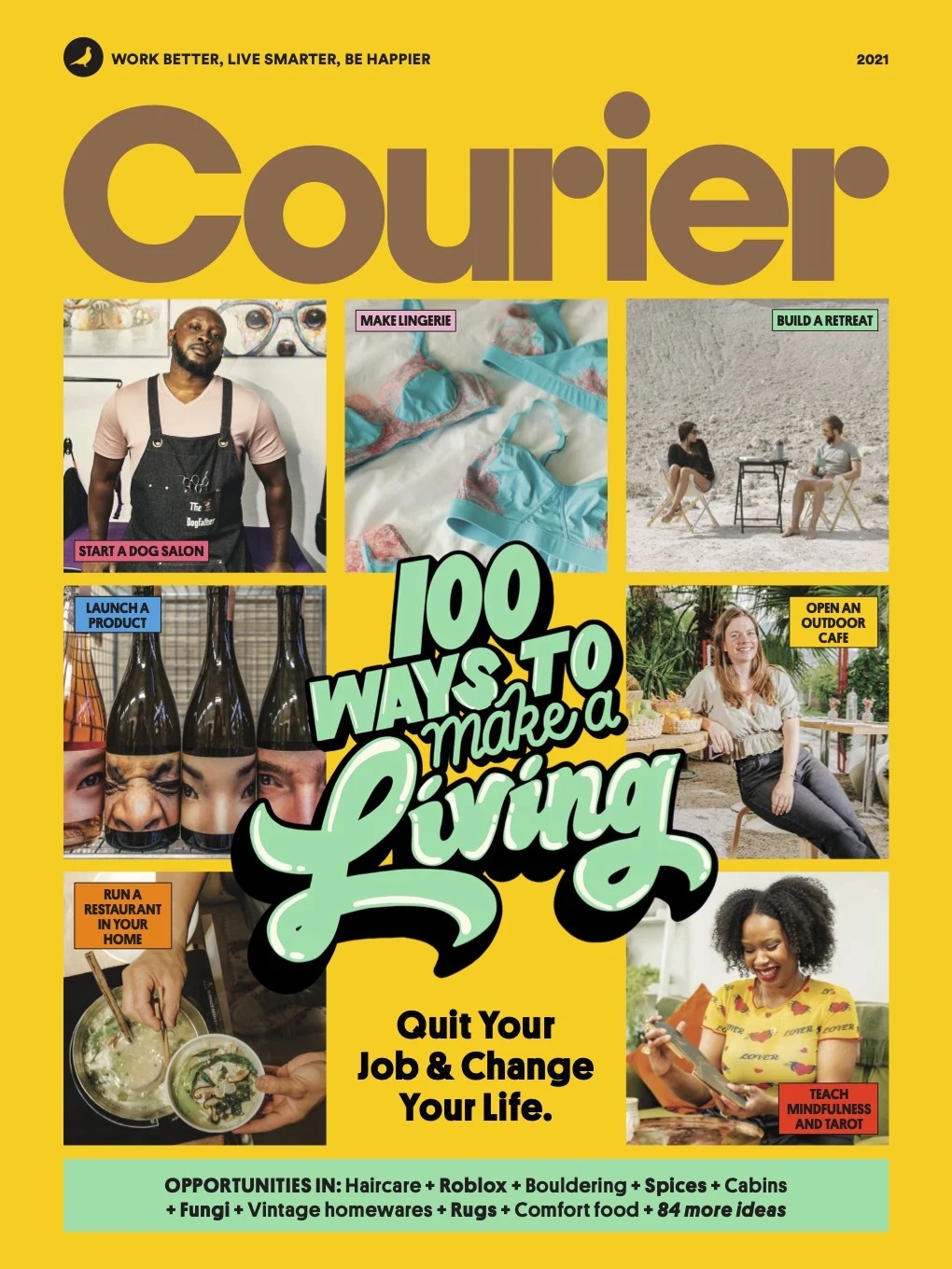 Courier Magazine, 2021 — 100 Ways to Make a Living — contemporary art, post-pop art, colorful wall art by Alimo, post-pop surf artist Brooklyn NY — image 2 of 8