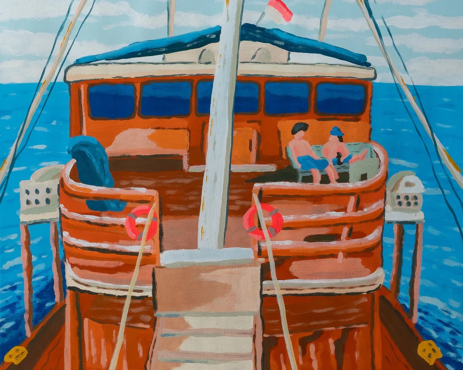 Alimo — Beer Thirty, Acrylic gouache on paper, 14×17" in. (2026) — original gouache painting for sale, painting on paper — original painting available