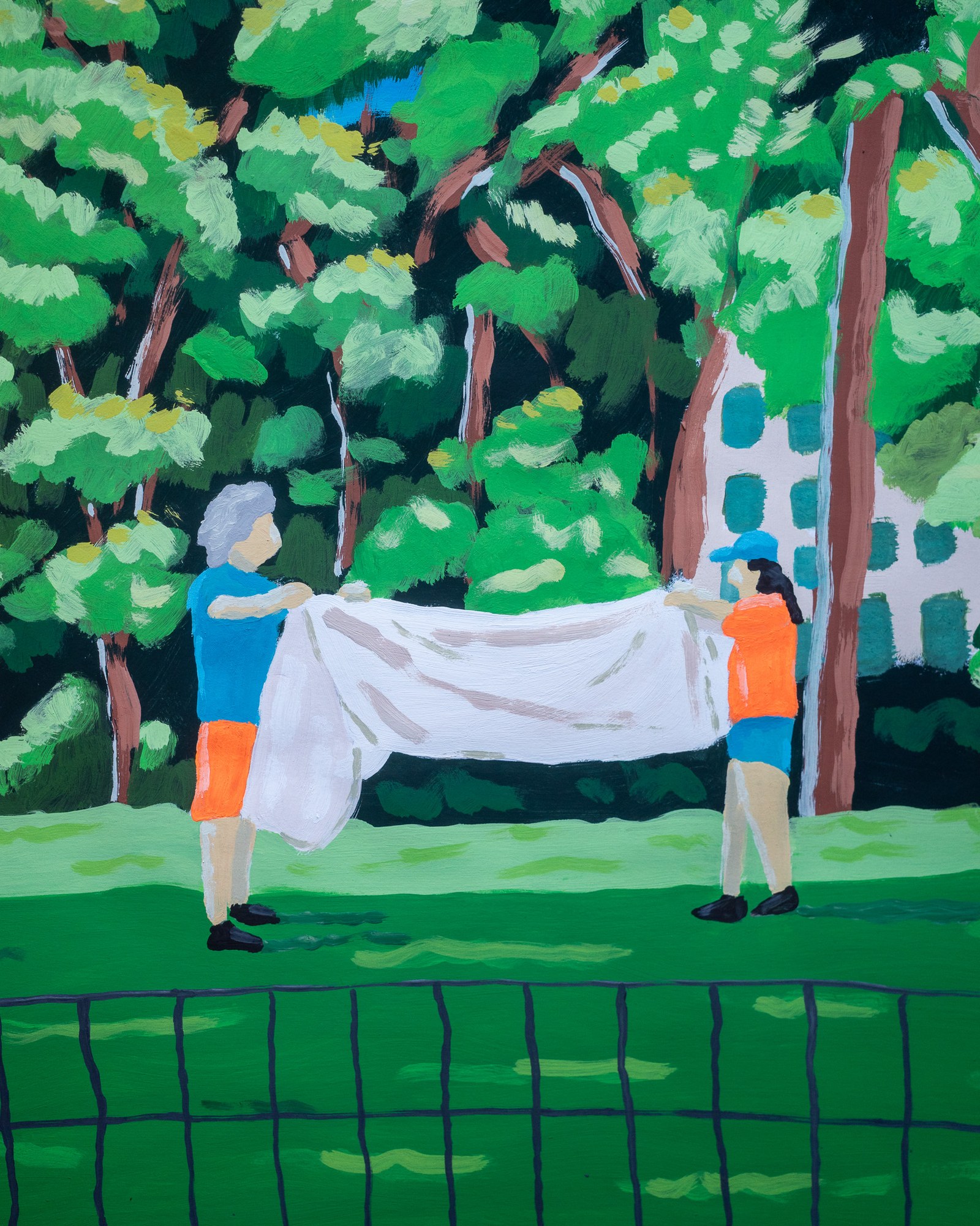 Alimo — Date Night, Acrylic gouache on heavyweight paper, 14x17" in. (2026) — original gouache painting for sale, painting on paper — original painting available