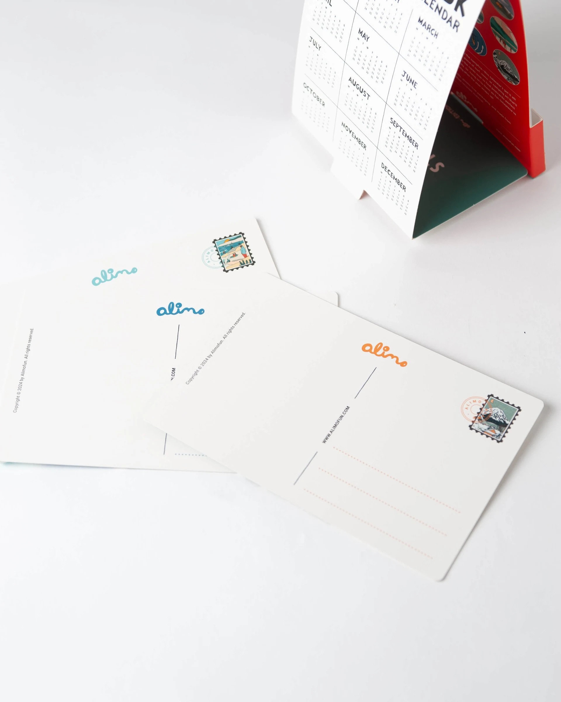 Alimo Desk Calendar, 2025 — Set of 12 cards, 4 × 6 in. — contemporary art, post-pop art, colorful wall art by Alimo, post-pop surf artist Brooklyn NY — image 5 of 6