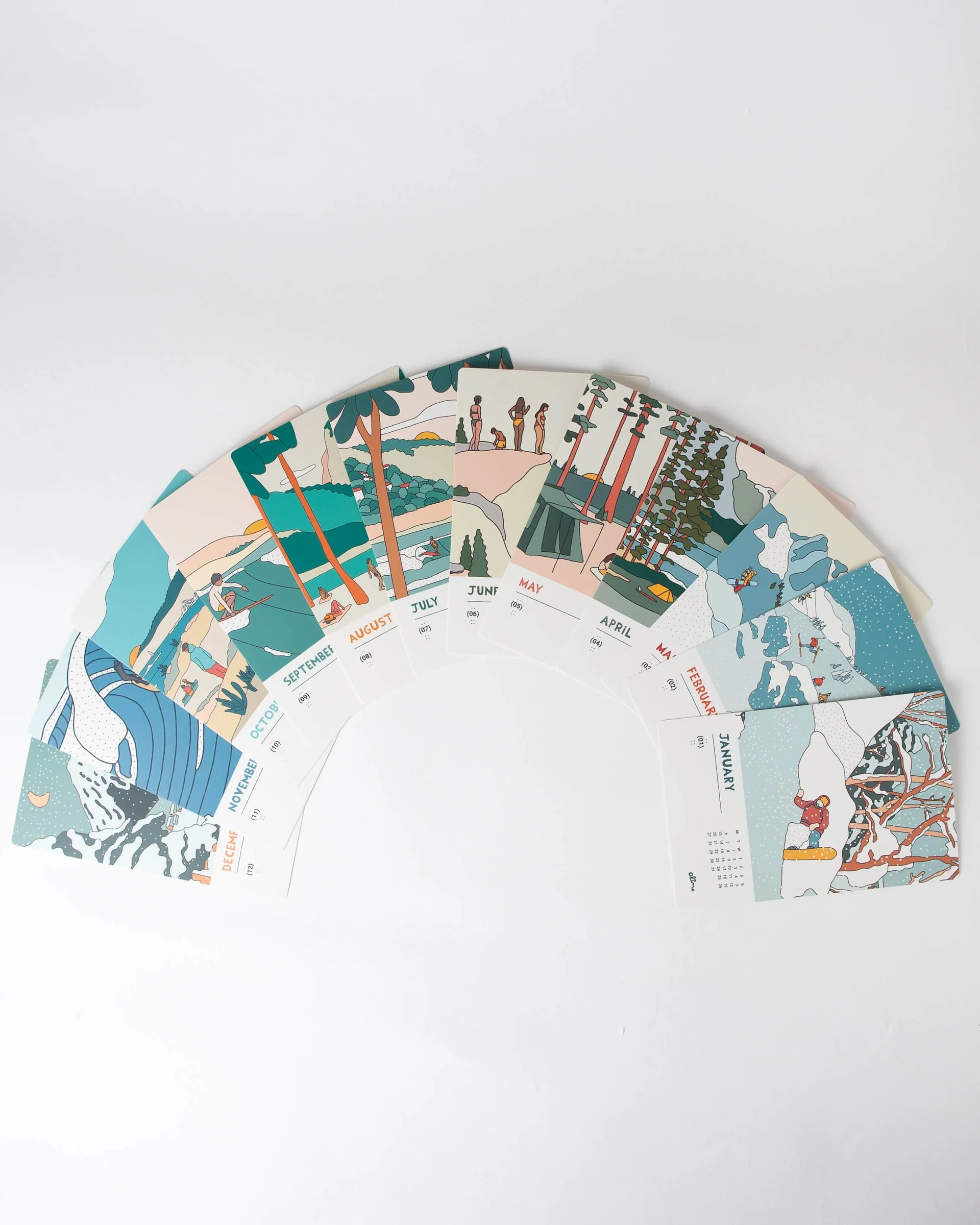 Alimo Desk Calendar, 2025 — Set of 12 cards, 4 × 6 in. — contemporary art, post-pop art, colorful wall art by Alimo, post-pop surf artist Brooklyn NY — image 6 of 6