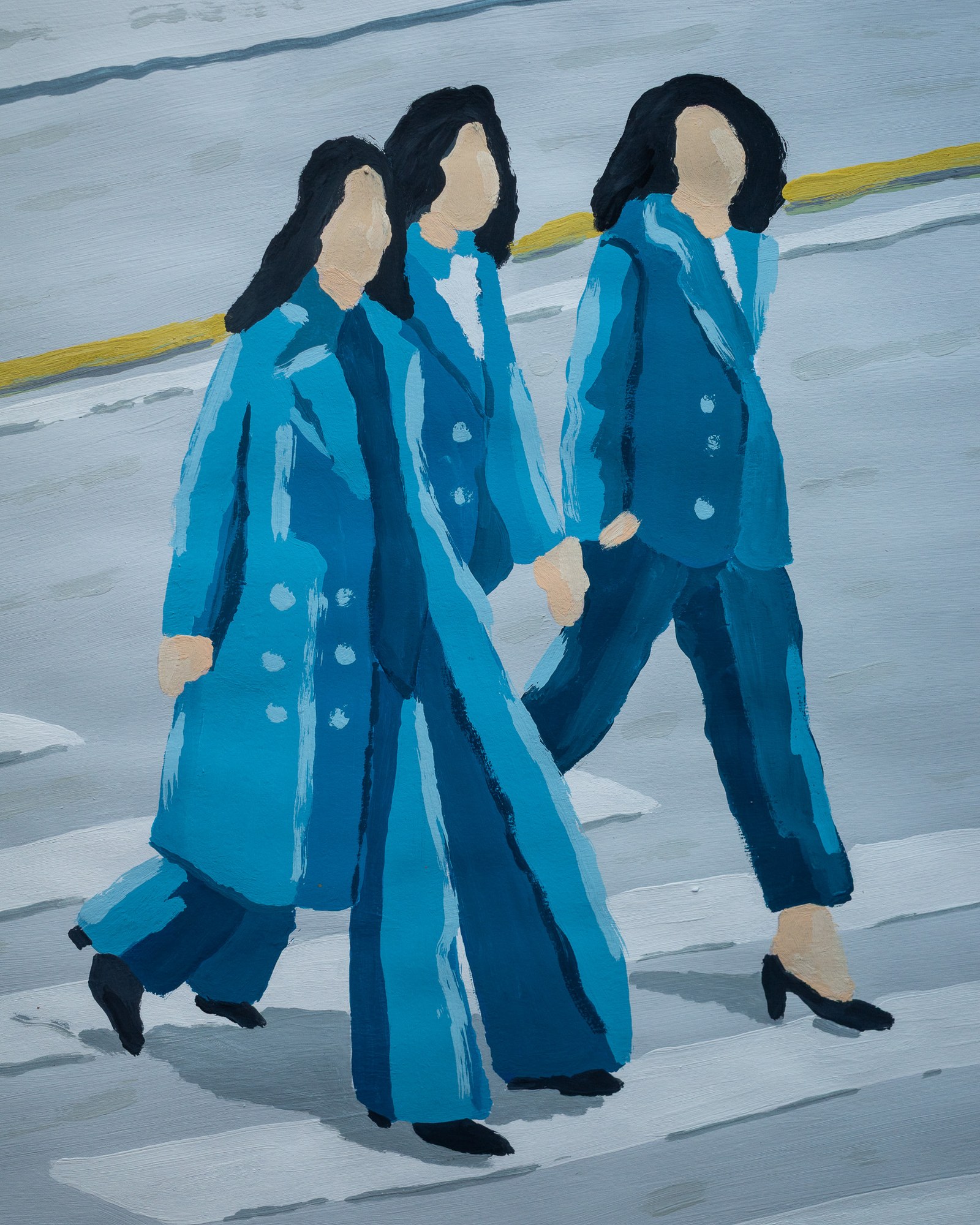 Alimo — Girls Night Out, Acrylic gouache on heavyweight paper, 14x17" in. (2026) — original gouache painting for sale, painting on paper — original painting available