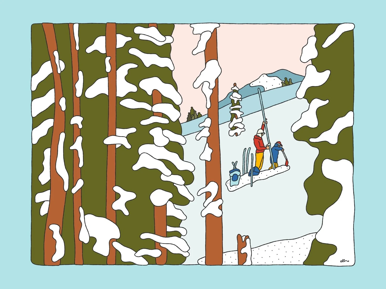 Alimo — Digging a Pit, Digital Edition — Snow Collection, OpenSea, backcountry snowboarding digital art 2022