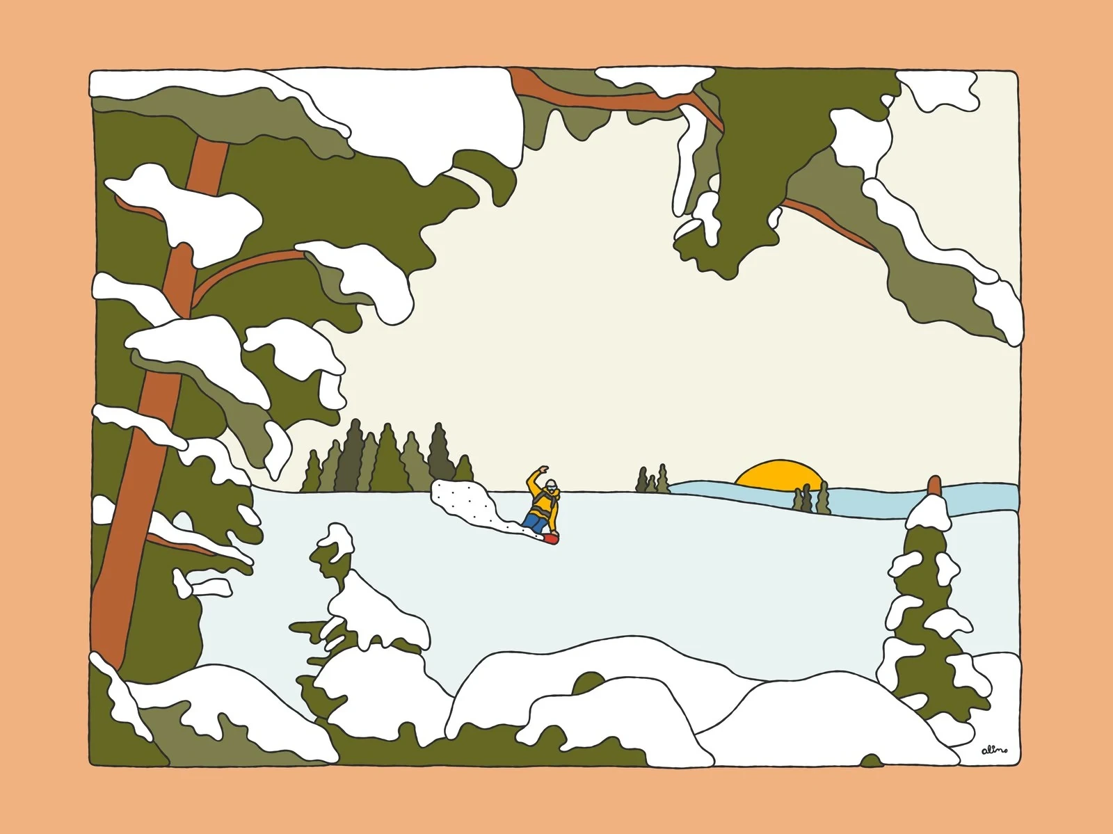 Alimo — Pow Slash, Digital Edition — Snow Collection, OpenSea, backcountry snowboarding digital art 2022