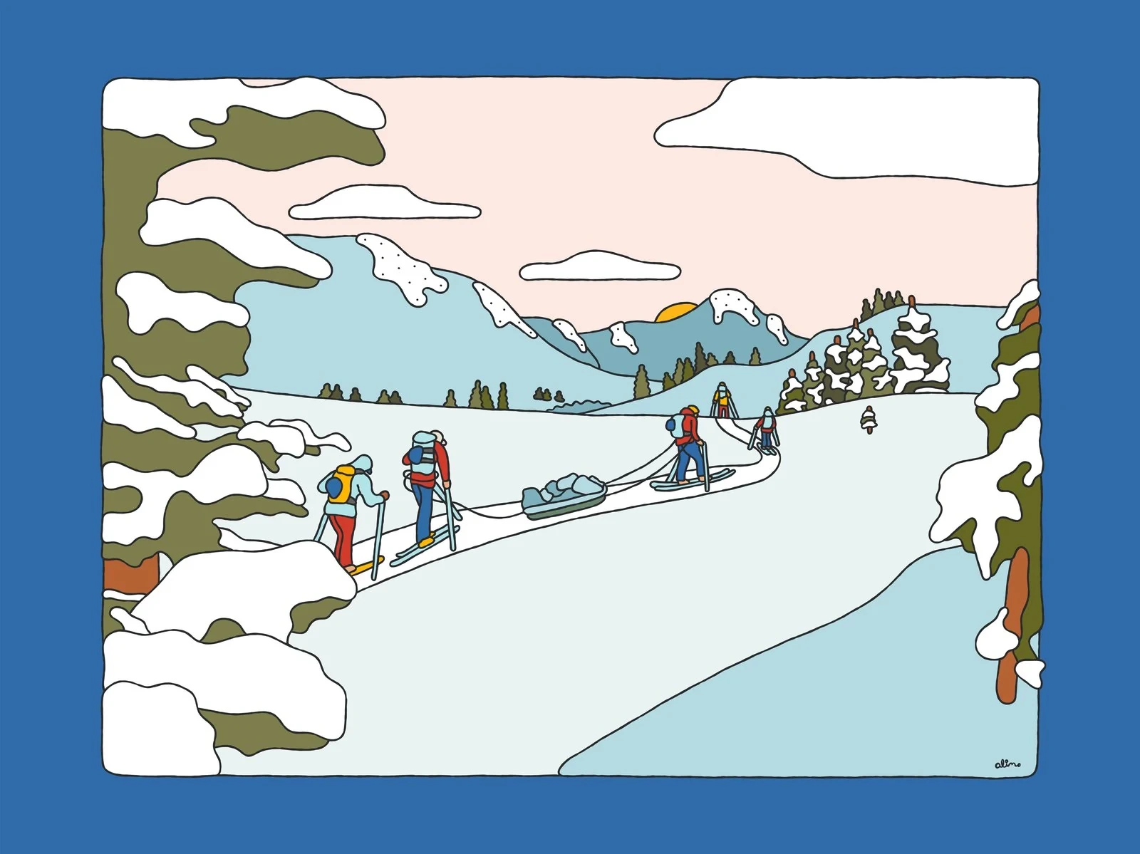 Alimo — Split Up, Digital Edition — Snow Collection, OpenSea, backcountry snowboarding digital art 2022