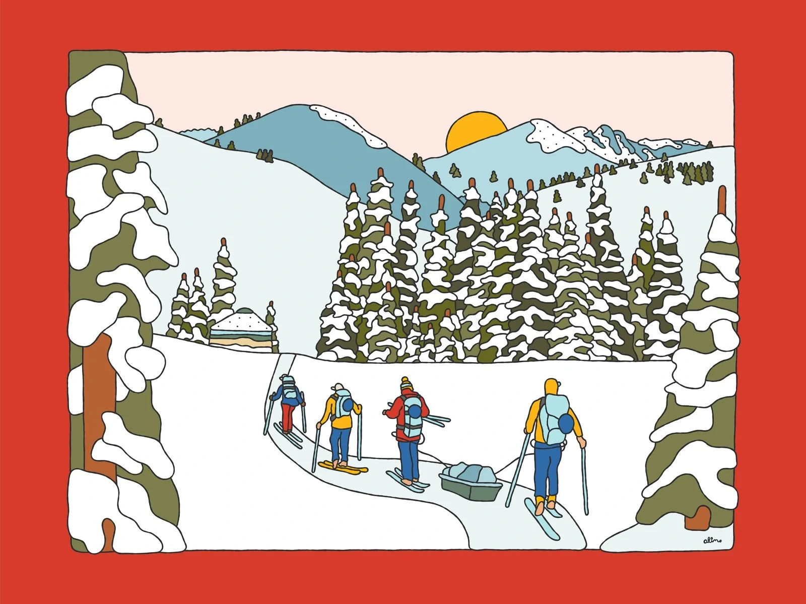 Alimo — Arrival, Digital Edition — Snow Collection, OpenSea, backcountry snowboarding digital art 2022