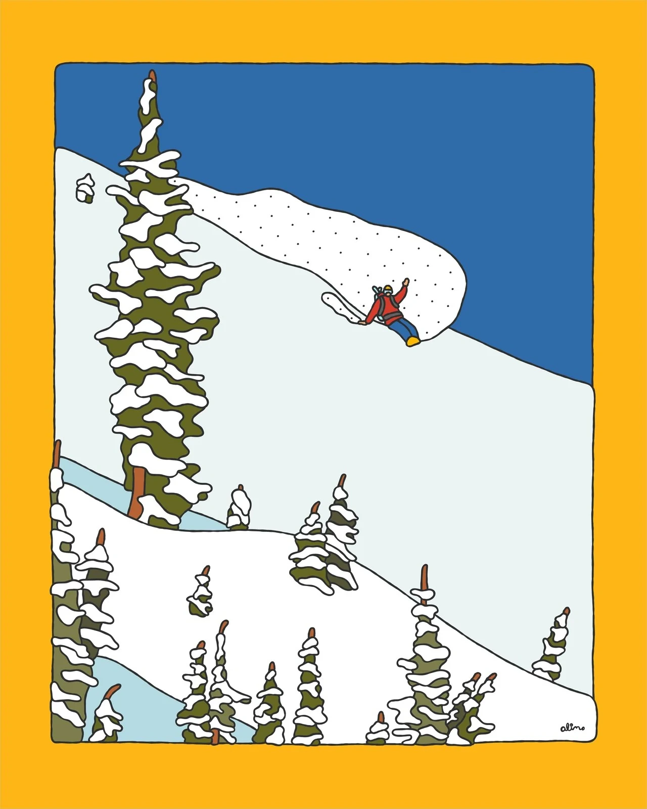 Alimo — Backcountry Pow Turns, Digital Edition — Snow Collection, OpenSea, backcountry snowboarding digital art 2022