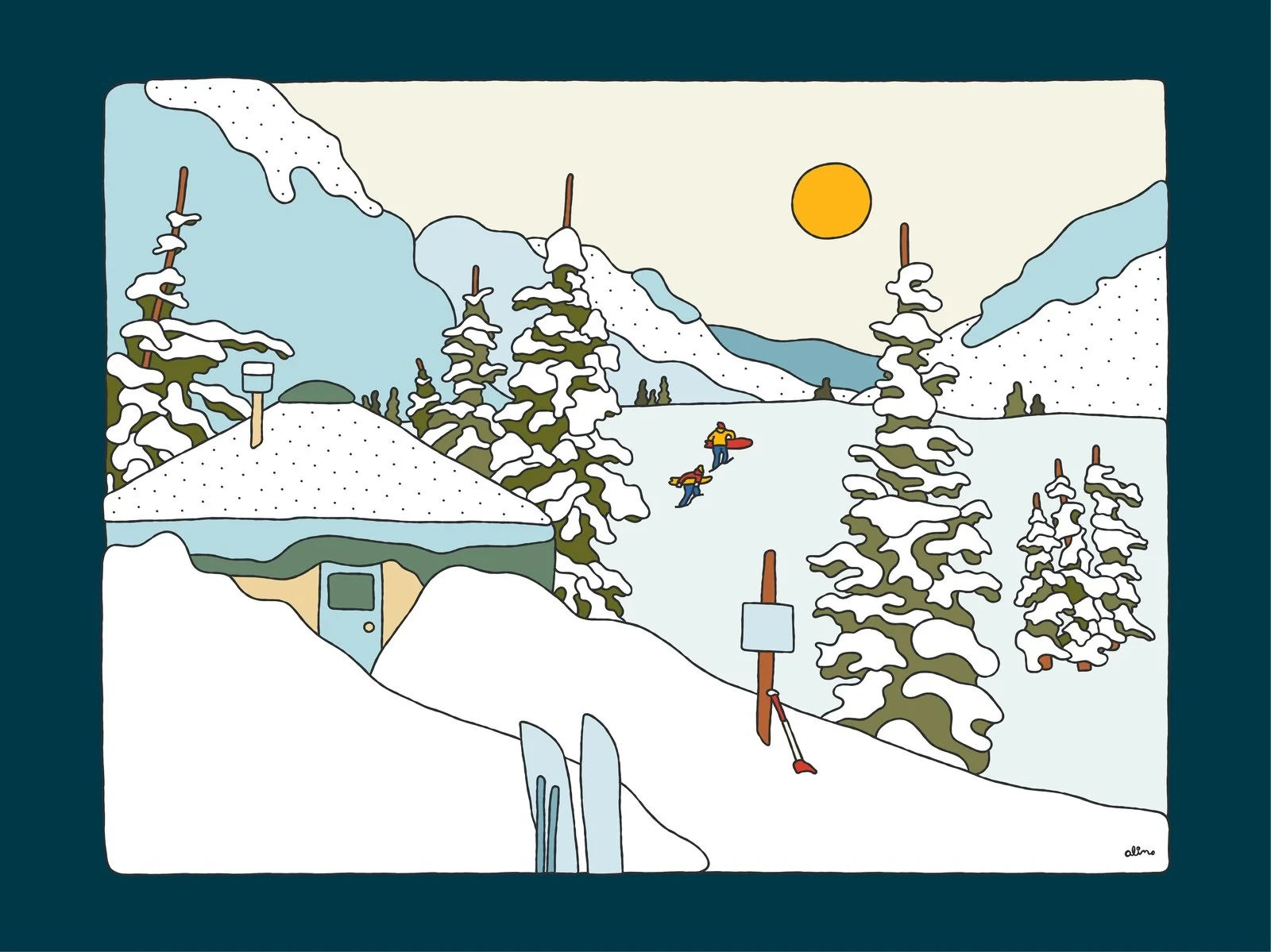 Alimo — Backdoor Hike, Digital Edition — Snow Collection, OpenSea, backcountry snowboarding digital art 2022
