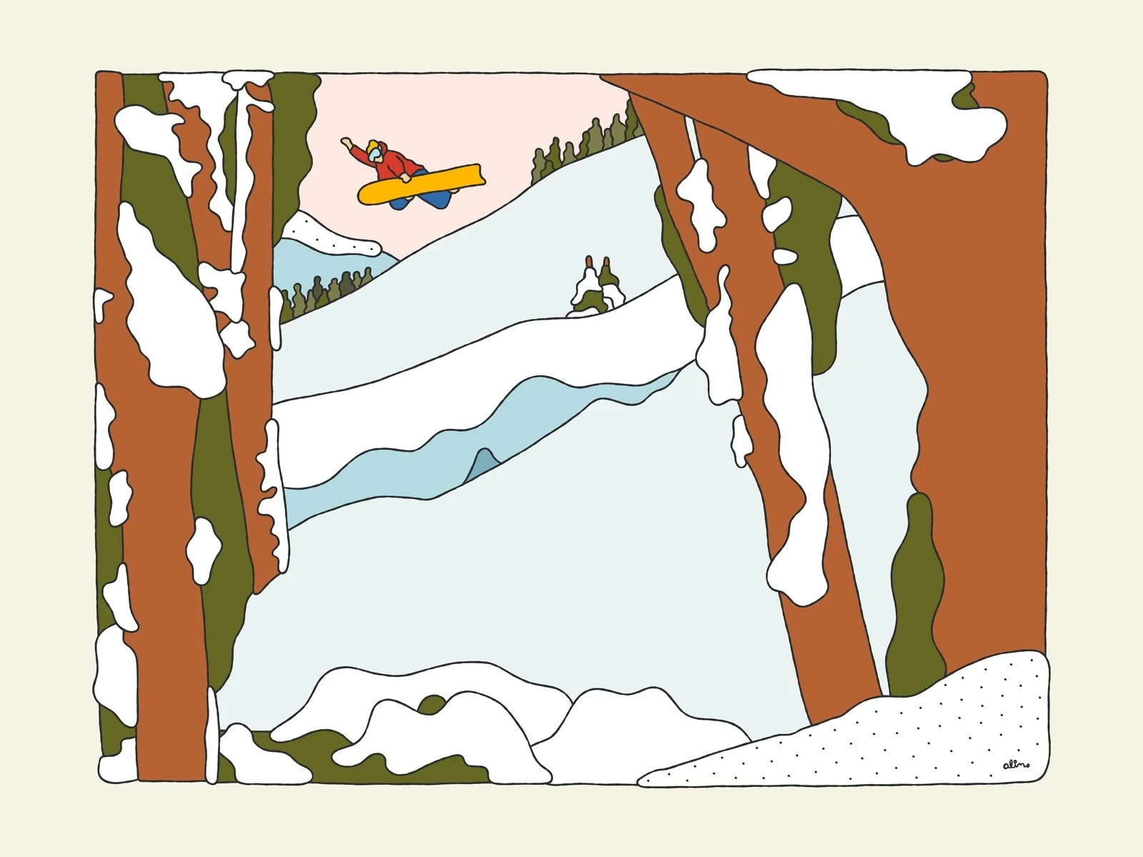 Alimo — Backside Booter, Digital Edition — Snow Collection, OpenSea, backcountry snowboarding digital art 2022