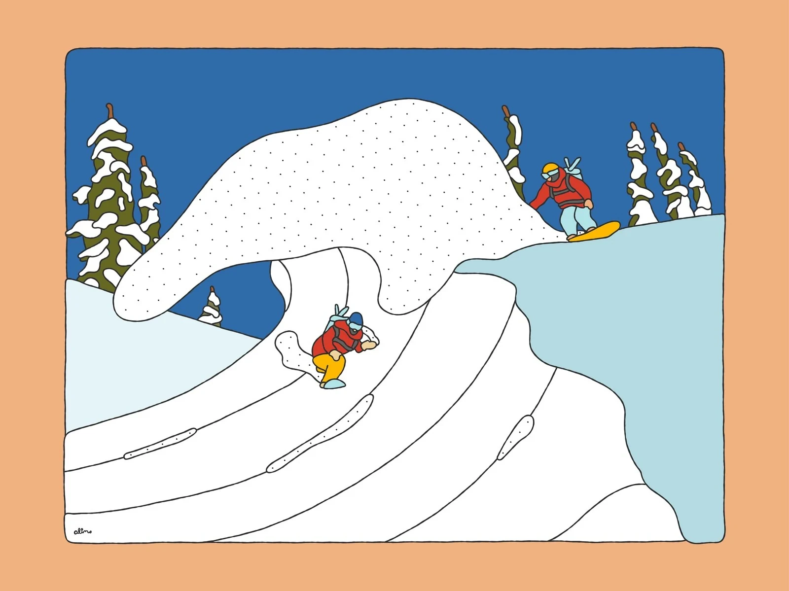 Alimo — Barrel Wave, Digital Edition — Snow Collection, OpenSea, backcountry snowboarding digital art 2022