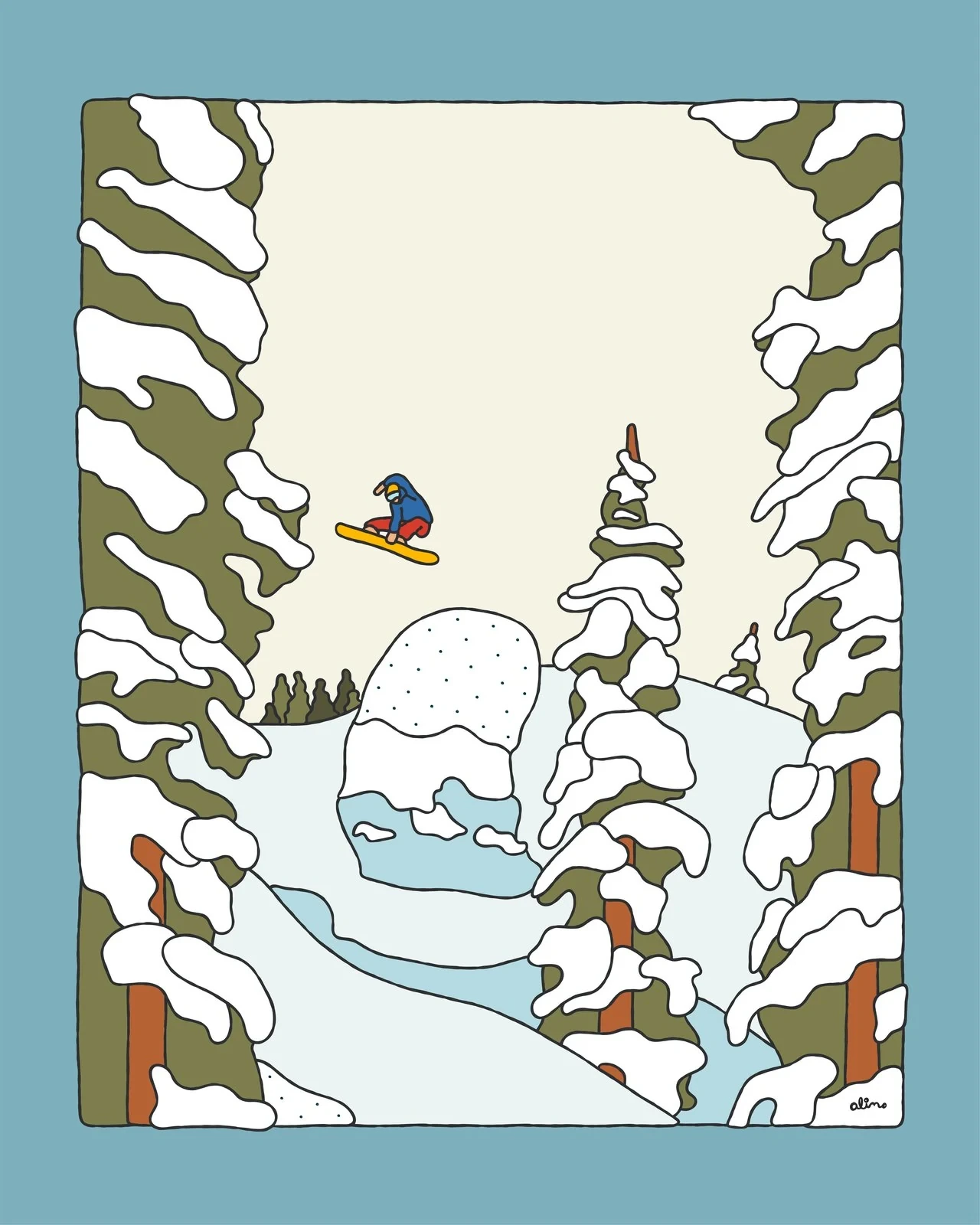 Alimo — Booter Pillow, Digital Edition — Snow Collection, OpenSea, backcountry snowboarding digital art 2022