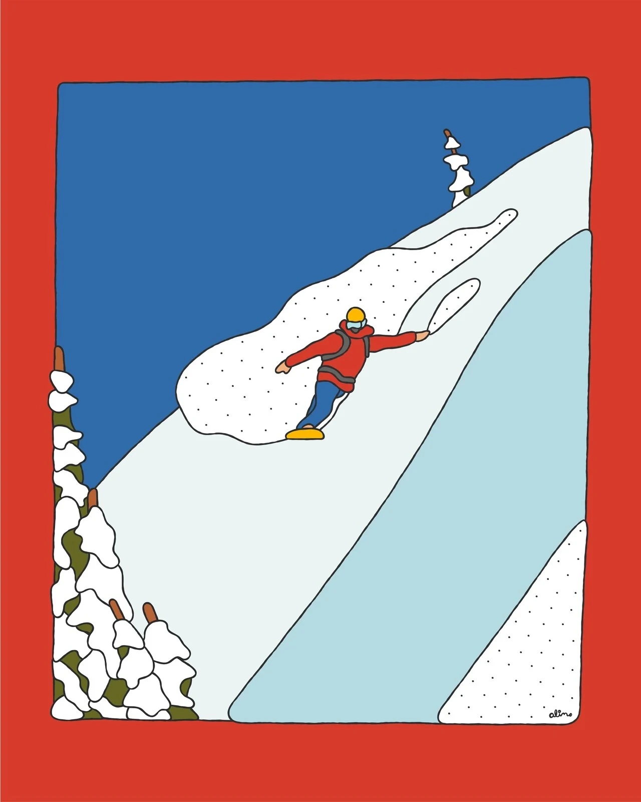 Alimo — Deep Pow, Digital Edition — Snow Collection, OpenSea, backcountry snowboarding digital art 2022