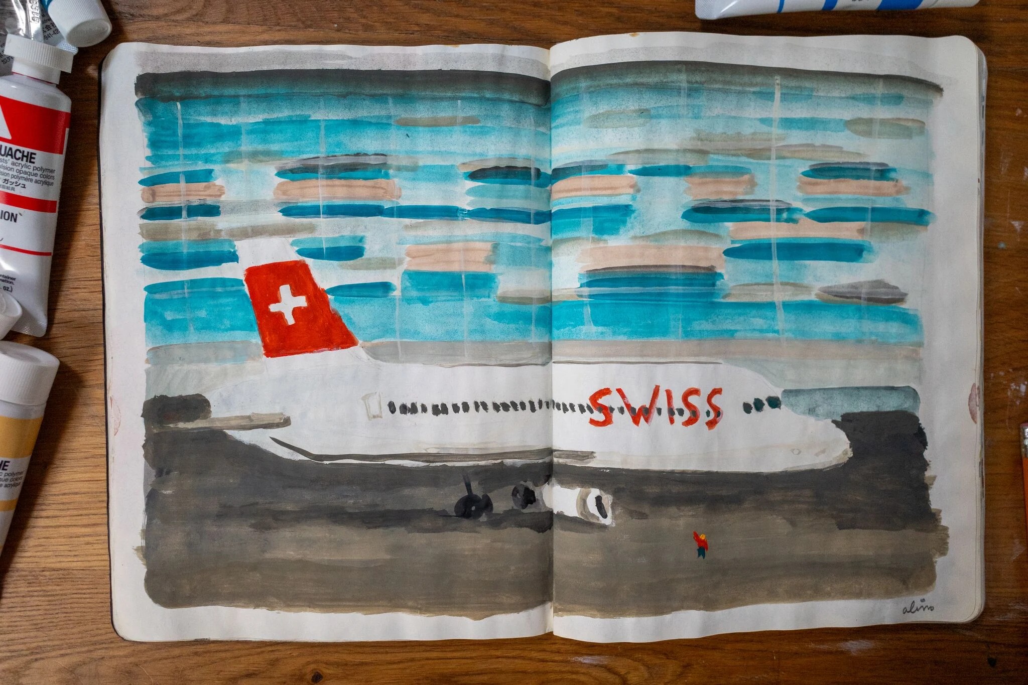 Alimo x Swatch Nines, 2025 — Visual diary — Schilthorn, Switzerland — snowboard art, snowboard wall art, mountain lifestyle art, surf lifestyle brand art, art collaboration by Alimo, post-pop surf artist Brooklyn NY — image 29 of 33