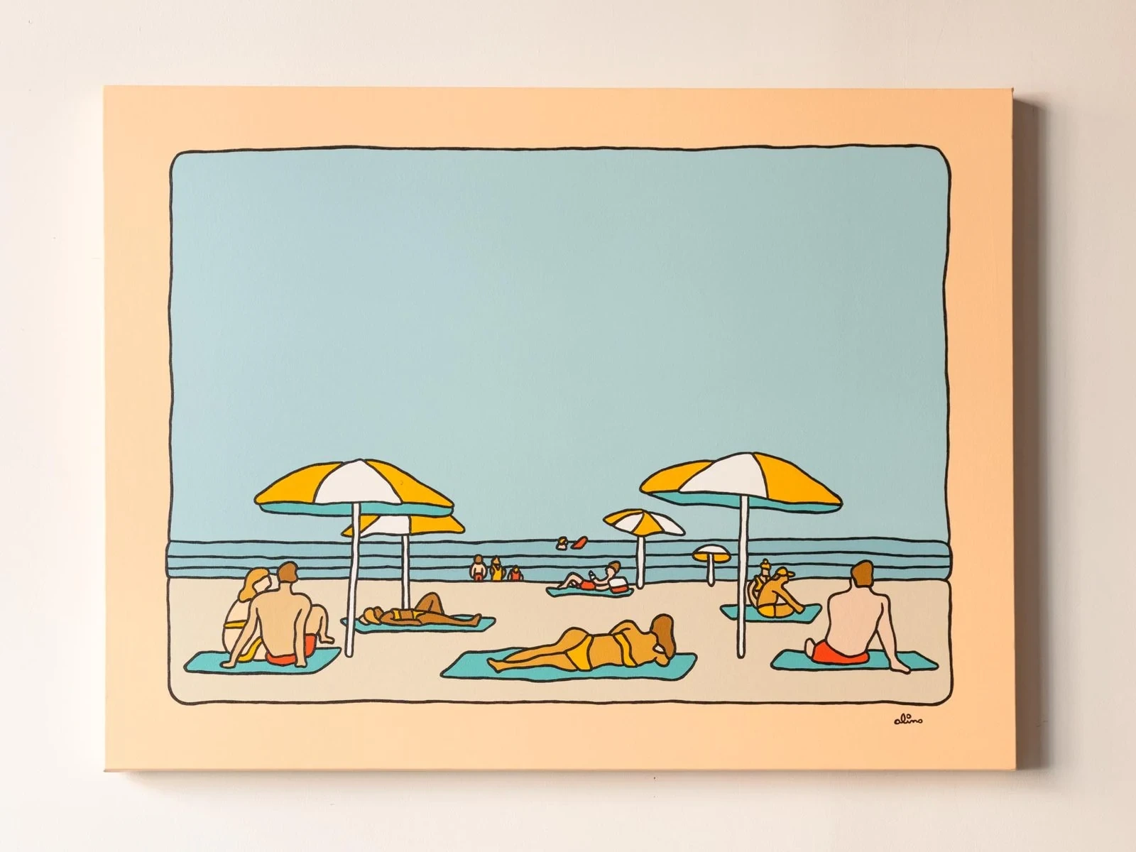 Alimo — Paradise, Acrylic on canvas, 30 × 40 in. — Solitude Safari, Ilegal Mezcal, Greenpoint, NYC 2023