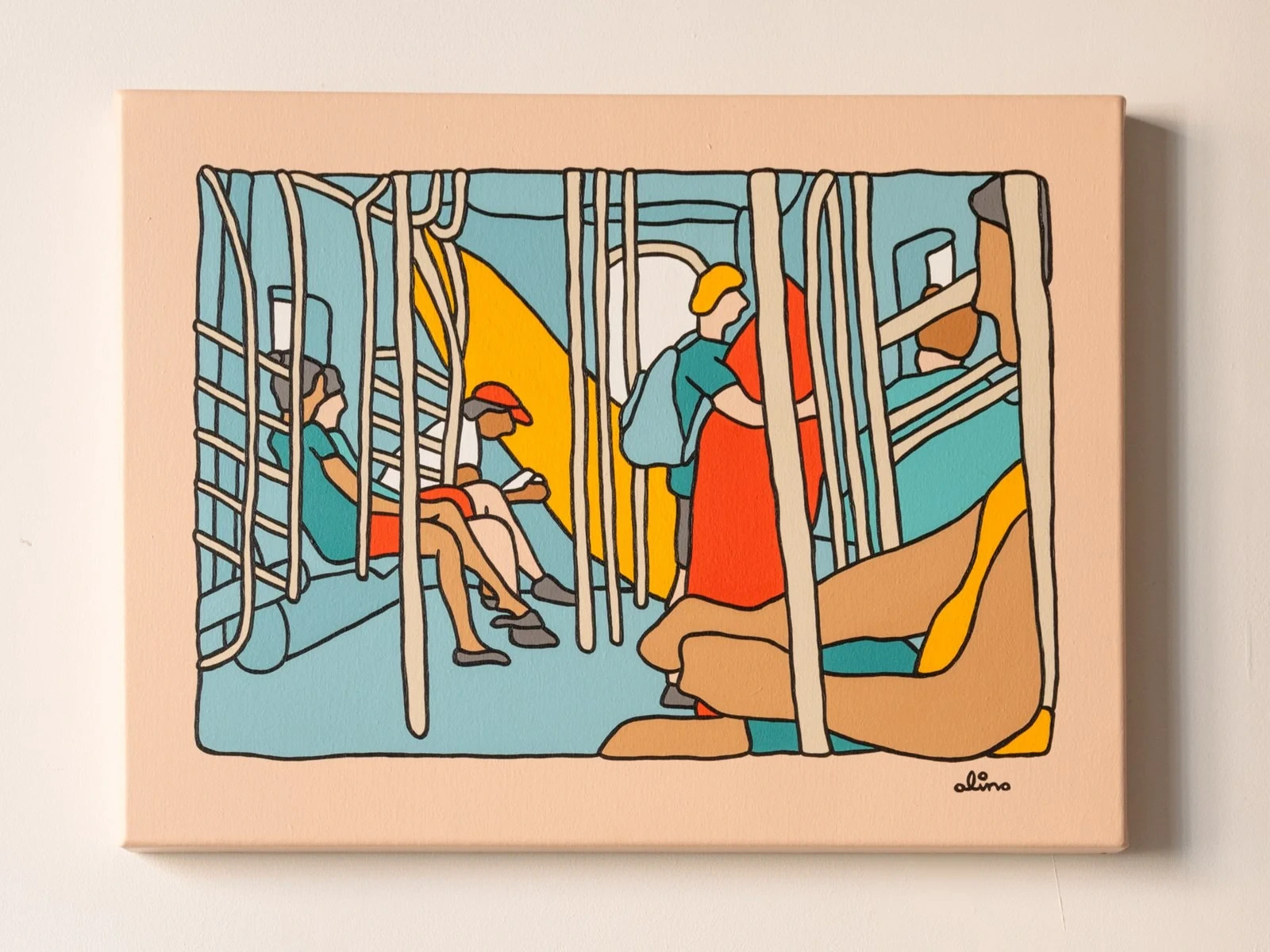 Alimo — Tunnel Vision, Acrylic on canvas, 18 × 24 in. — Solitude Safari, Ilegal Mezcal, Greenpoint, NYC 2023
